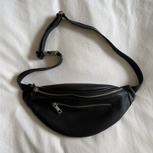 Gorgeous Vegan Leather Black Belt Bag